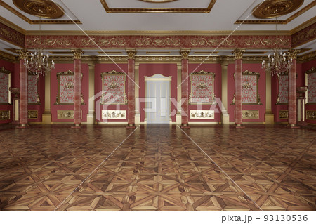The ballroom and restaurant in classic style. 3D render The ballroom and restaurant in classic style. 3D render 93130536