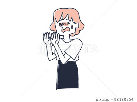 とても恥ずかしがっている女性　羞恥心や自信のなさを感じる人々 93130554