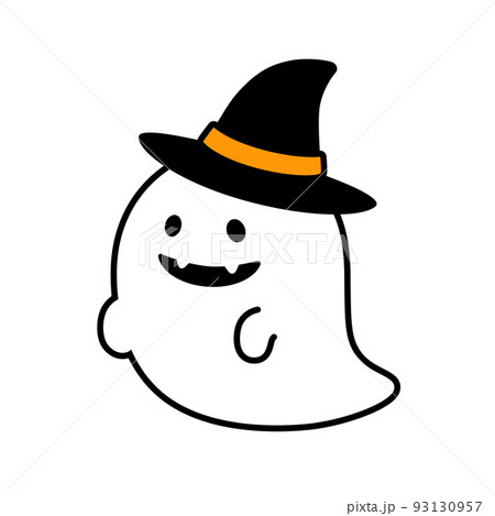 魔女の帽子をかぶったハロウィンおばけの白背景イラスト 93130957