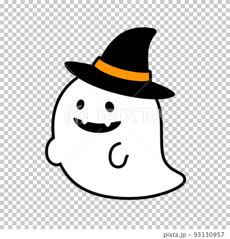 魔女の帽子をかぶったハロウィンおばけの白背景イラスト 93130957