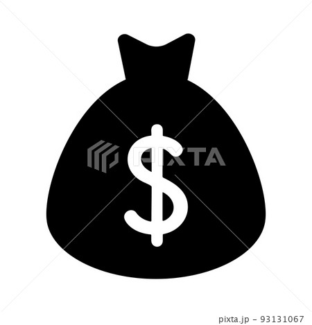 ドルマーク袋のシルエットアイコン。貯金したお金。ベクター。 ドルマーク袋のシルエットアイコン。貯金したお金。ベクター。 93131067