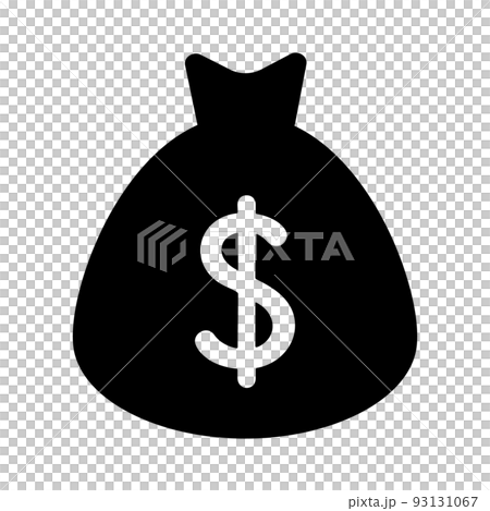 ドルマーク袋のシルエットアイコン。貯金したお金。ベクター。 ドルマーク袋のシルエットアイコン。貯金したお金。ベクター。 93131067