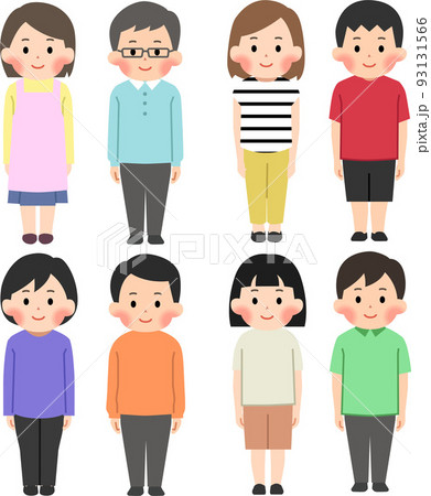 普段着の一般人男女の立ち絵のイラスト素材