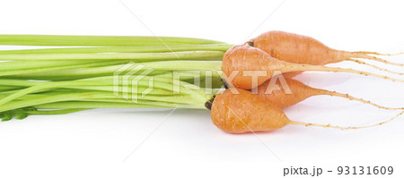 Fresh ripe carrots on a white background . 93131609
