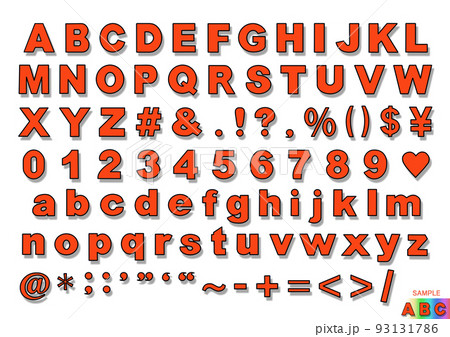 透明バックのパステル色アルファベット　ドロップシャドウ付き　PNG 93131786