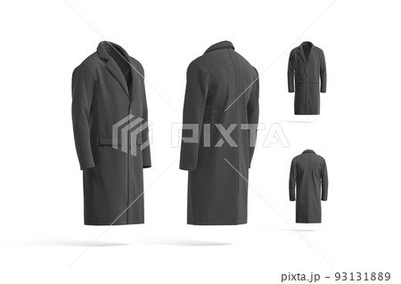Blank black wool coat mockup, different sides 93131889
