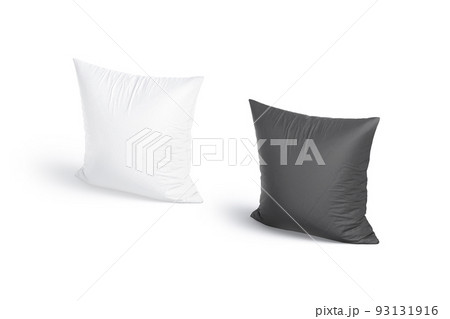 Blank white and black square pillow mockup stand, side view Blank white and black square pillow mockup stand, side view 93131916