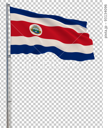 Costa Rica flag waving in the wind, transparent background, realistic 3D rendering 93134096