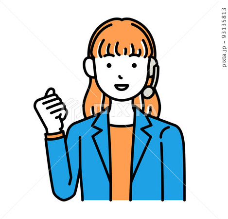 コールセンター　オペレーター　女性　ガッツポーズ 93135813