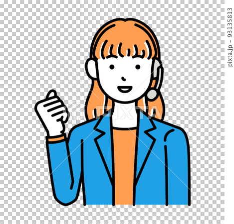 コールセンター　オペレーター　女性　ガッツポーズ 93135813