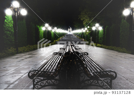 In a night park in the city of Zheleznovodsk. 93137128