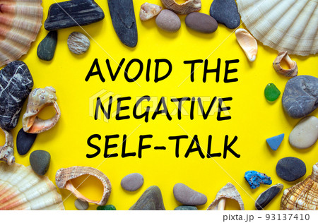 Avoid negative self-talk symbol. Concept words Avoid the negative self-talk on a beautiful yellow background. Sea stones and seashells. Psychological and Avoid negative self-talk concept. Copy space. Avoid negative self-talk symbol. Concept words Avoid the negative self-talk on a beautiful yellow background. Sea stones and seashells. Psychological and Avoid negative self-talk concept. Copy space. 93137410