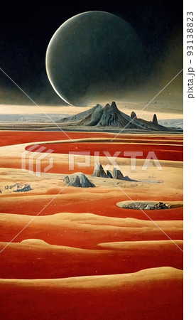 A deserted abstract colorful alien landscape....のイラスト素材 [93138823] - PIXTA
