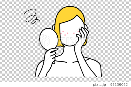 美容、女性のスキンケアのイメージ、ニキビ肌に悩む女性 93139022