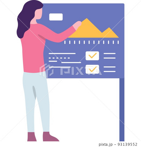 Office worker analyze statistics flat vector icon Office worker analyze statistics flat vector icon 93139552