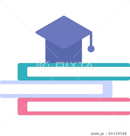Graduation cap on book stack vector icon isolated Graduation cap on book stack vector icon isolated 93139598