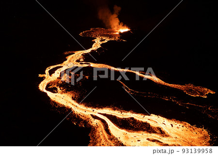 Aerial Drone Image of Meradalir Eruption of Fagradalsfjall Volcano in Iceland 2022 93139958