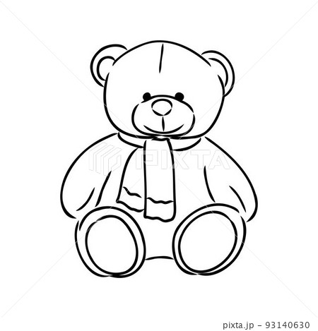 Hand drawn isolated Teddy bear. Doodle vector illustration 93140630