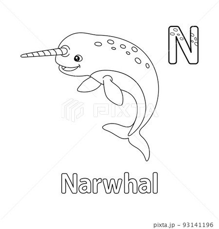 Narwhal Alphabet ABC Coloring Page N Narwhal Alphabet ABC Coloring Page N 93141196