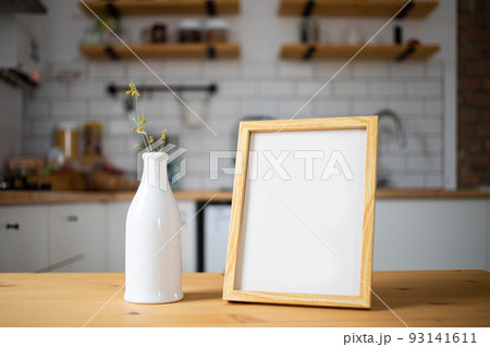 empty frame on modern kitchen table mock up space for your text 93141611