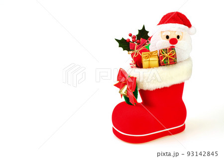 サンタクロースとクリスマスブーツ 93142845