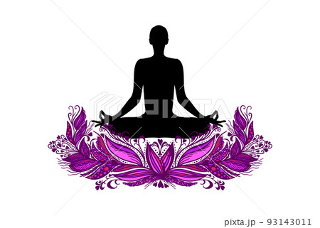 Silhouette of Woman in yoga lotus Pose