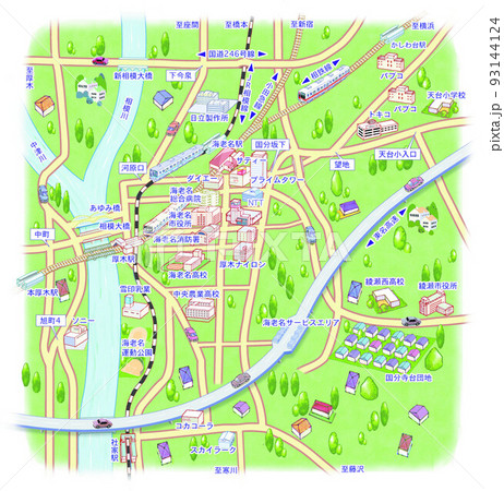 Atsugi Ebina illustration map - Stock Illustration [93144124] - PIXTA