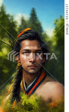 Portrait of an Aztec men against a background…のイラスト素材 [93144137] - PIXTA