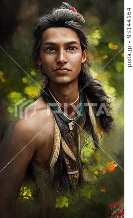 Portrait of an Aztec men against a background…のイラスト素材 [93144164] - PIXTA