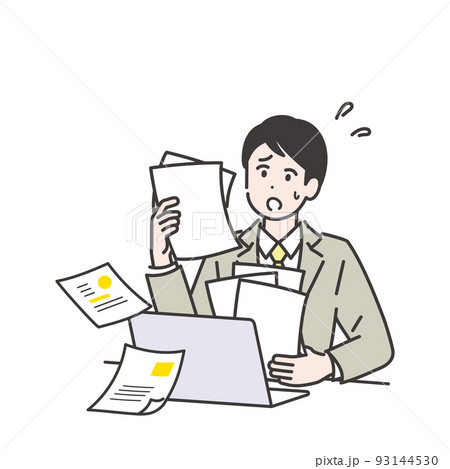 多忙なビジネスマンのイラスト素材 ペーパーレス化の進まない業務 多忙なビジネスマンのイラスト素材 ペーパーレス化の進まない業務 93144530