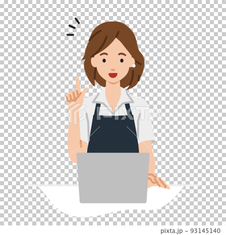 A clerk woman who sat at the desk and opened the PC and had an idea A clerk woman who sat at the desk and opened the PC and had an idea 93145140