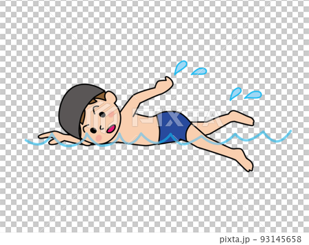 プールで泳ぐ男の子 93145658