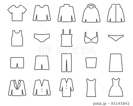 洋服アイコンのセット_アウトライン 93145842