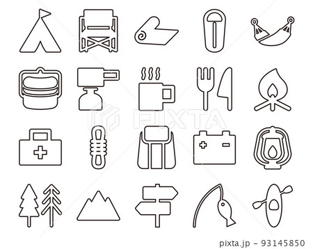 キャンプアイコンのセット_アウトライン 93145850