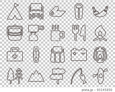 キャンプアイコンのセット_アウトライン 93145850