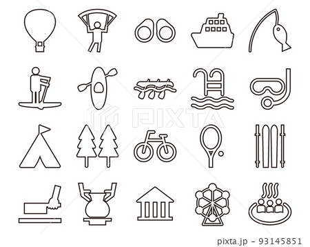 アウトドアレジャー関連アイコンのセット_アウトライン 93145851