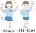 喜ぶ女の子の園児をイメージしたイラスト素材（保育園・幼稚園・こども園） 93146194