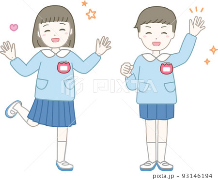 喜ぶ女の子の園児をイメージしたイラスト素材(保育園・幼稚園・こども園) 喜ぶ女の子の園児をイメージしたイラスト素材(保育園・幼稚園・こども園) 93146194