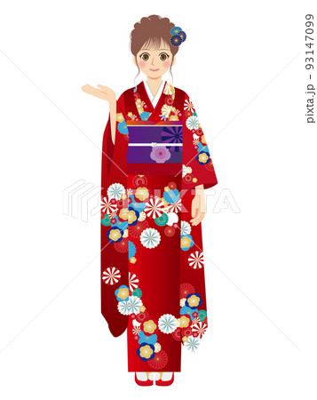 働く女性イラスト 全身 振袖 茶髪 働く女性イラスト 全身 振袖 茶髪 93147099