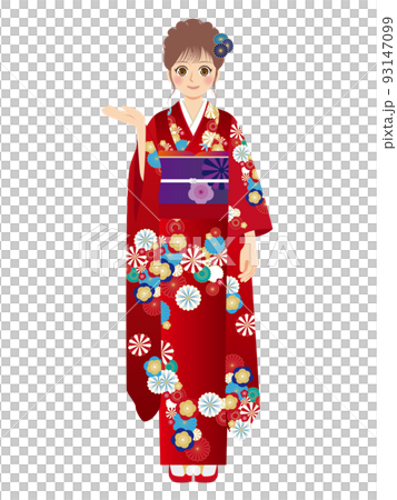 働く女性イラスト 全身 振袖 茶髪 働く女性イラスト 全身 振袖 茶髪 93147099