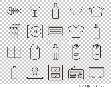 Recycle illustration set A_outline Recycle illustration set A_outline 93147299
