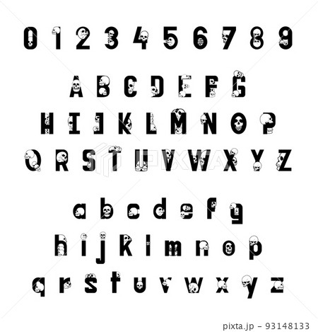 Skull Halloween alphabet display font. 93148133