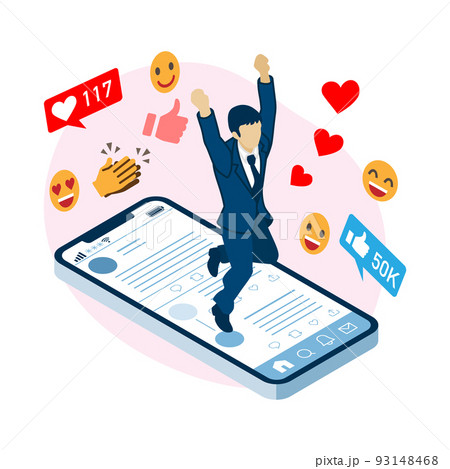 SNSでバズるビジネスマン - アイソメトリック図法 93148468