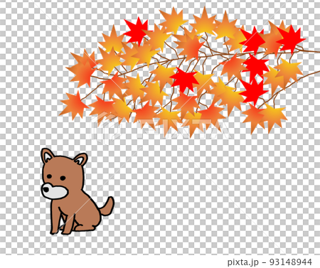 絵 題   犬と紅葉 犬と紅葉のイラスト素材 [93148944] - PIXTA