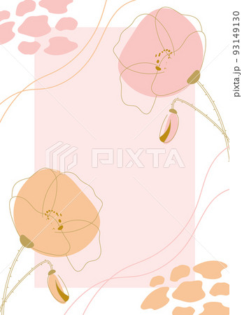 Background with poppies flowers in linear style. Vector illustration. Floral banner template for poster, flyer, invitation. 93149130