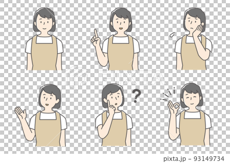 エプロン女性のポーズセット 93149734