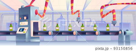 Bottles on conveyor belt at factory. Automation 93150856