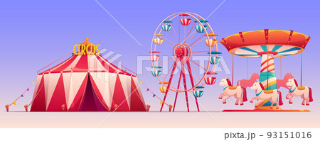 Amusement carnival park with circus tent clip art Amusement carnival park with circus tent clip art 93151016