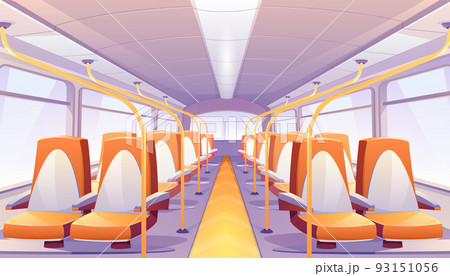 Vector empty bus interior with orange seats Vector empty bus interior with orange seats 93151056