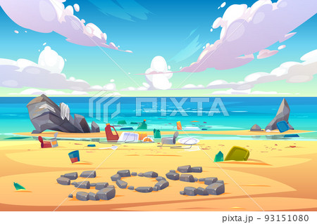 polluted seaside covered with plastic r garbage polluted seaside covered with plastic r garbage 93151080